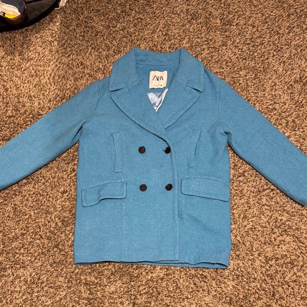Zara blue Double-Breasted Pea Coat